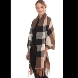 Plaid cape shawl cardigan